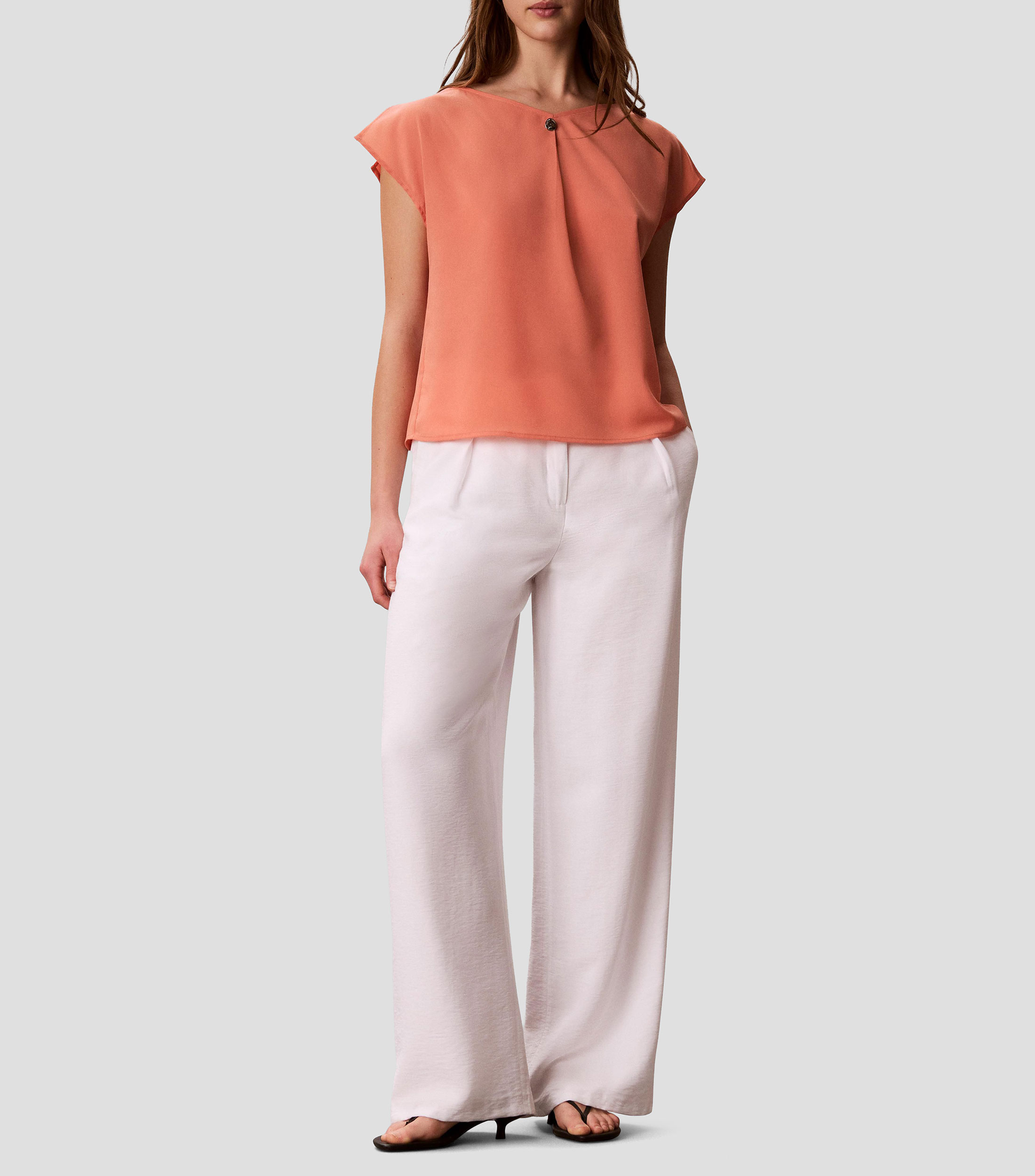 Blusa lisa manga corta Mujer